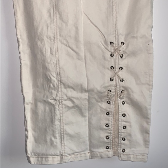 Anthro Holding Horses White Lace Up Denim Skirt - Picture 3 of 9